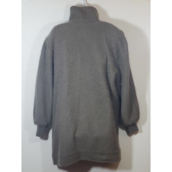 Connie A. Lee Angora Button Down Sweater Coat Jacket Gray Lavender Beading M/L - Picture 8 of 12